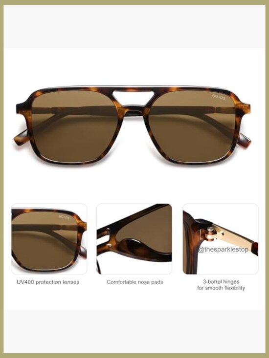 Retro Aviator Sunglasses with UV400 Protection, Plastic Frame
